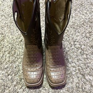 Kids Crocodile Pattern Brown Boots